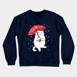 Cat Enjoying Raining, Crewneck Sweatshirt